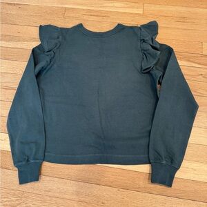 OLD NAVY Ruffled Shoulder Crewneck Sweatshirt - Deep Teal